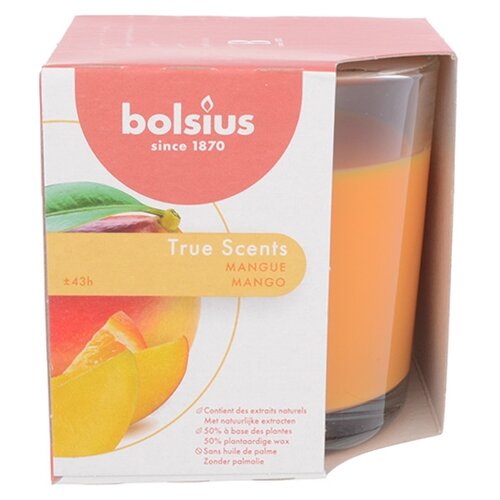 Свеча в стекле ароматическая Bolsius True scents 95/95 манго - время горения 43 часа