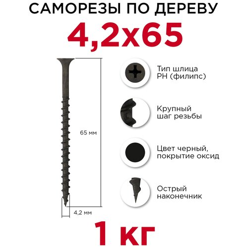 Саморезы по дереву Профикреп 4,2 x 65 мм, 1 кг саморезы по дереву профикреп 3 5 x 35 мм 1 кг