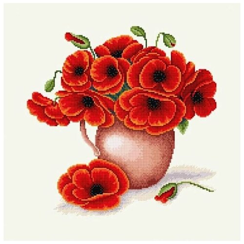 Набор для вышивания Сделано с любовью Маки 35x35 см, Маки Букеты Натюрморты Цветы набор для вышивания сделано с любовью вдохновение 35x40 см розы букеты натюрморты цветы