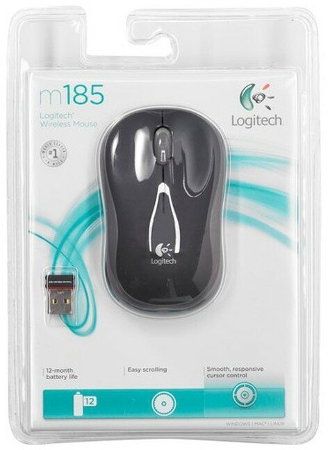 Мышь беспроводная Logitech M185, grey (910-002238) - фото №5