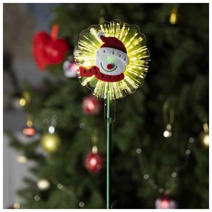 Светодиодная игрушка на палочке «Снеговик» 6.5 × 27 × 4 см батарейки LR44х3 свечение тёплое белое