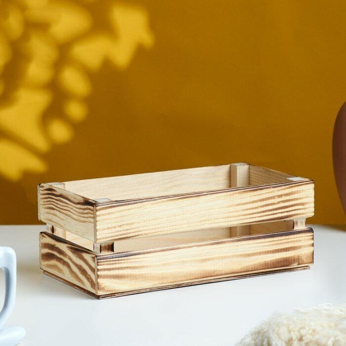 Дарим Красиво Кашпо деревянное 24.5×13.5×9 см "Двушка Лайт", двухреечное, обжиг Дарим Красиво