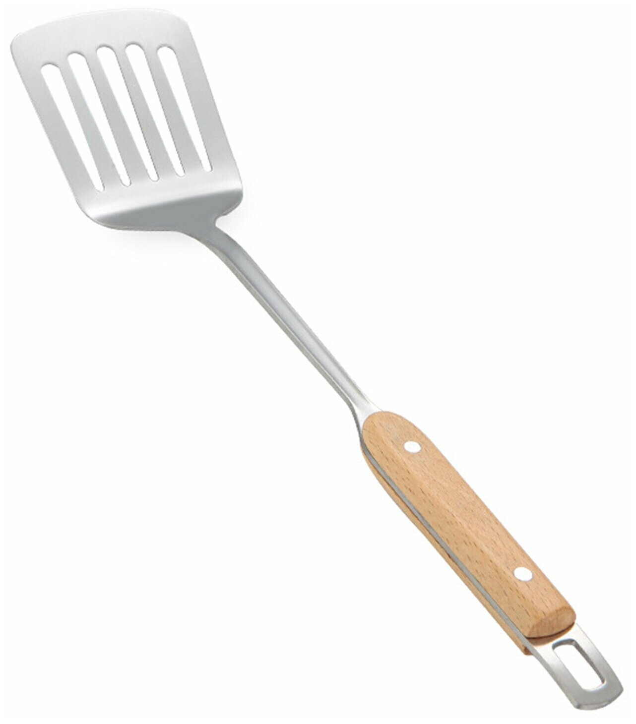 IBRICO/Лопатка с прорезью с деревянной ручкой 37.5см/Лопатка кухонная/Кухонная утварь