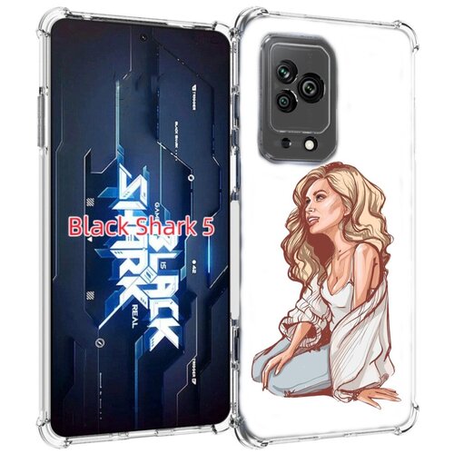 Чехол MyPads красивая-девушка-в-белом женский для Xiaomi Black Shark 5 задняя-панель-накладка-бампер