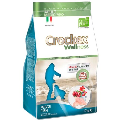 Сухой корм для собак Crockex Wellness Adult Medio-Maxi рыба с рисом 12 кг (для средних и крупных пород)
