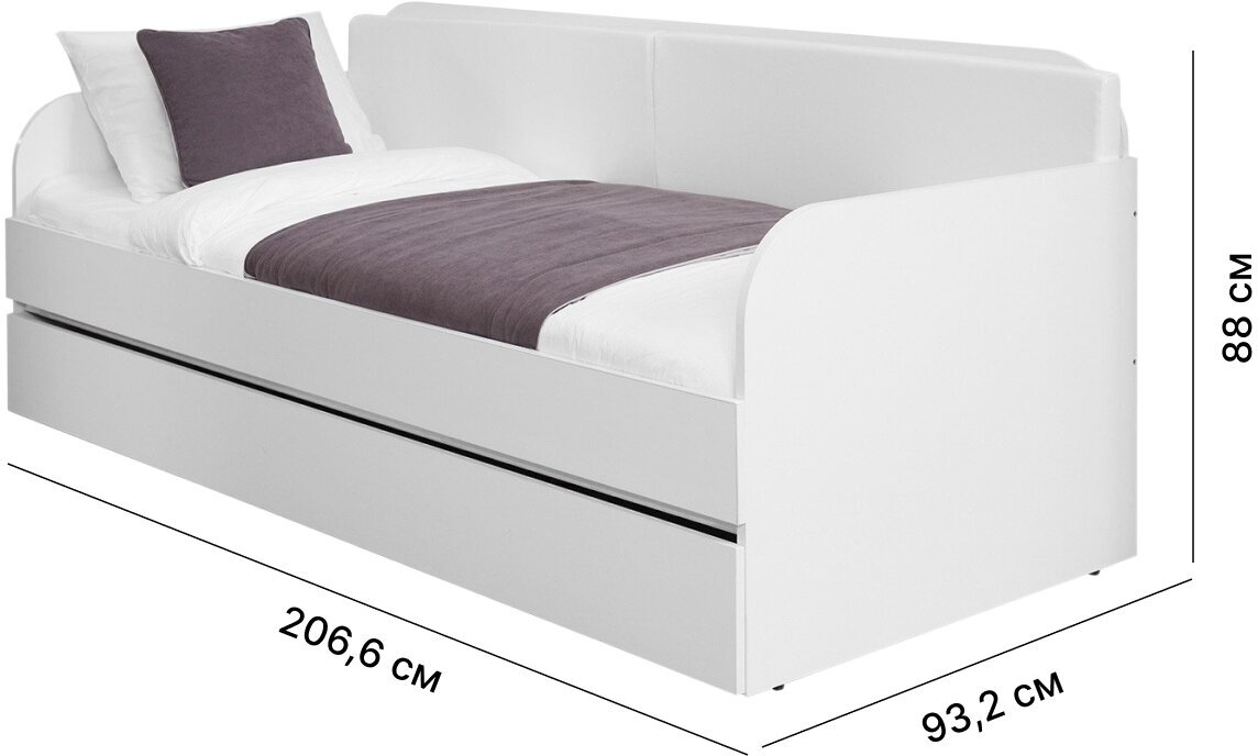 Кровать Hoff Линда, 206,6х88х93,2, цвет белый снег