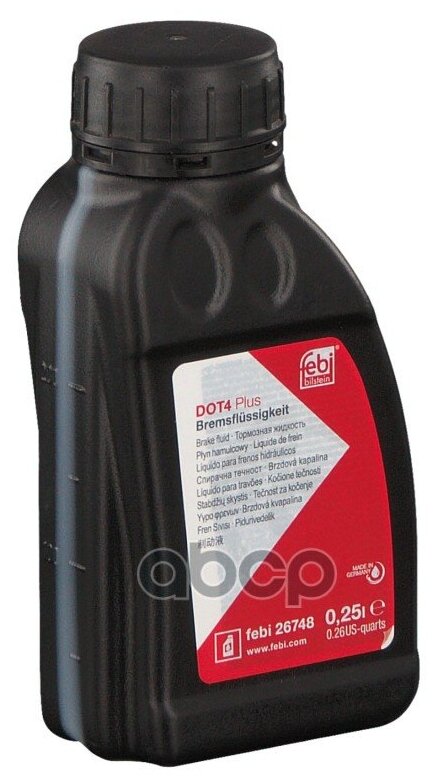 Жидкость Тормозная Dot-4, Brake Fluid Plus, 0.25л Febi арт. 26748