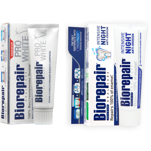 Набор зубных паст Biorepair Pro White + Night Repair 8 марта .