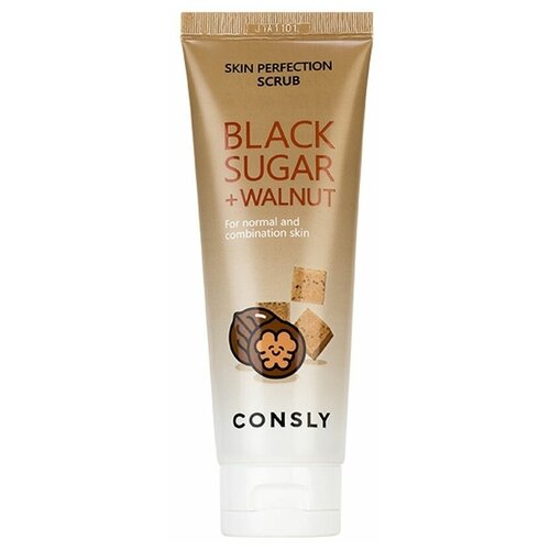 CONSLY Black Sugar & Walnut Skin Perfection Scrub Скраб для лица с черным сахаром скраб миндальный для нормальной кожи лица с гранулами грецкого ореха ааранья 100 г