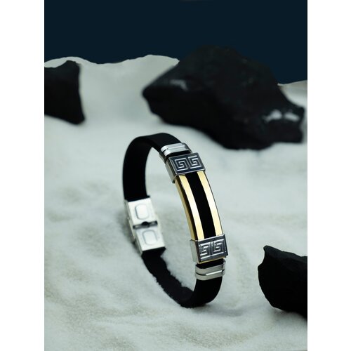 фото Каучуковый браслет с золотой вставкой и орнаментом 2beman