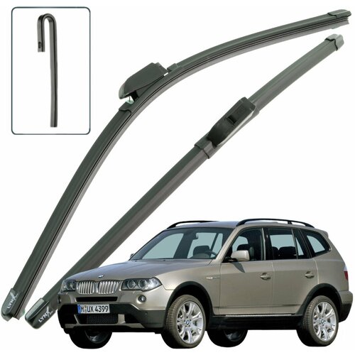 Дворники BMW X3 (1) E83 БМВ Х3 Е83 рест 2006 2007 2008 2009 2010 Щетки стеклоочистителя бескаркасные к-т 2шт, 550мм-500мм
