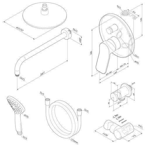 Душевой комплект AM. PM X-Joy FB85A1RH00 душевой гарнитур am pm x joy fp85a1rh20