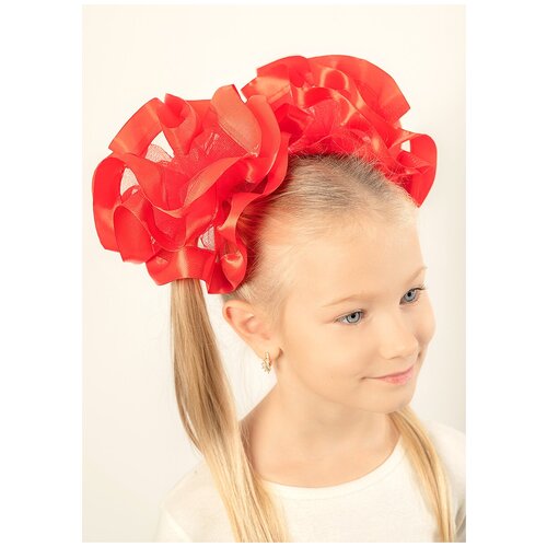 Банты белые школьные для волос на резинке 17 см 2 шт. с широкой атласной лентой