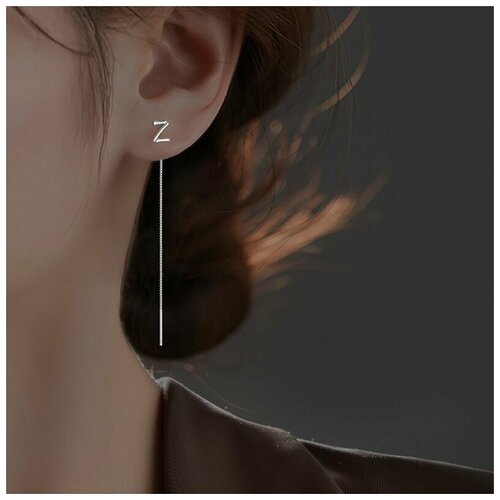 Серьги цепочки, размер 5 мм, серебристый