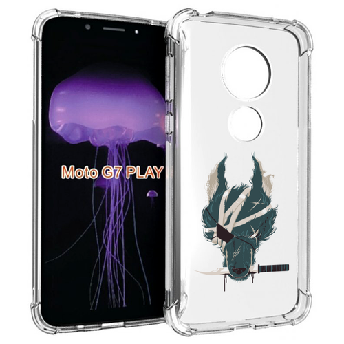 Чехол MyPads волк-разбойник для Motorola Moto G7 Play задняя-панель-накладка-бампер