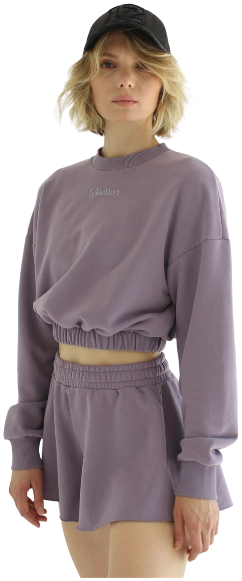 Костюм Eclectica|Full freedom, свитшот и шорты, повседневный стиль, полуприлегающий силуэт, размер 46-48, фиолетовый