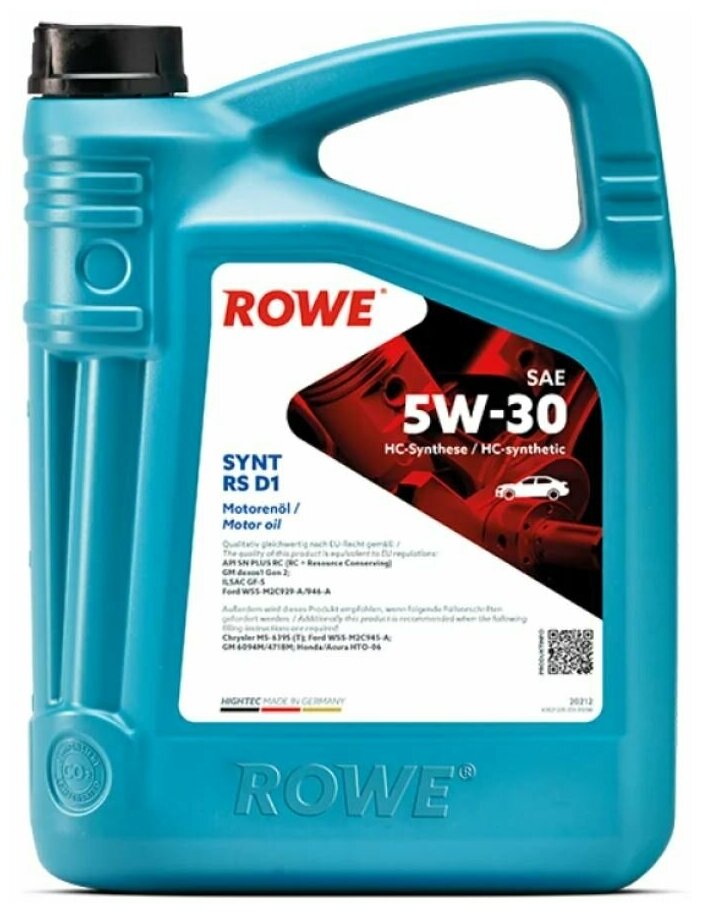 Масло моторное ROWE HIGHTEC SYNT RS D1 SAE 5W-30 4л 20212-0040-99