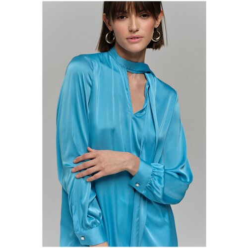 Блуза с бантом (аквамарин) (M)