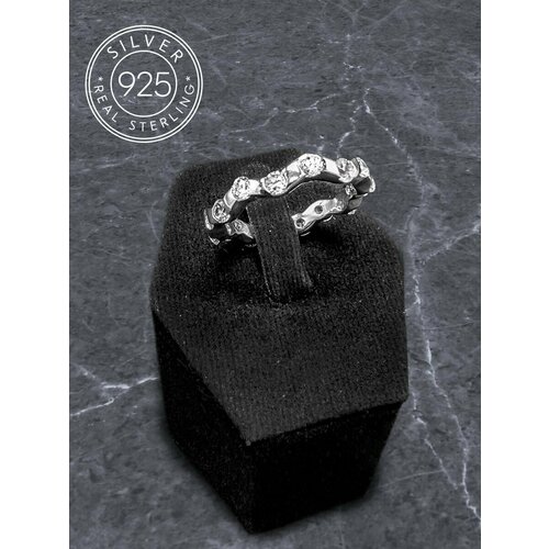 Кольцо PARURE, кристаллы Swarovski, размер 18, серебряный