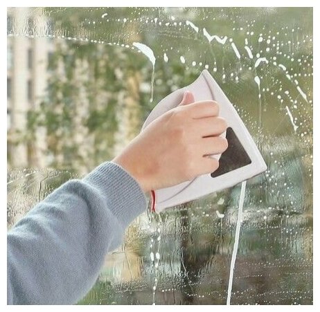 Магнитная щетка стеклоочиститель для двустороннего мытья окон, лоджий, балконов толщиной 3-8 мм/Стеклоочиститель/ Мойщик окон - фотография № 15