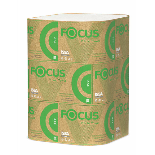 Полотенце бумажное листовое FOCUS 1-сл 230х220 мм 200 листов в пачке 15пачек V-сложения белое полотенца бумажные focus eco v сложение 23х23 однослойные 250 листов 1 пачка