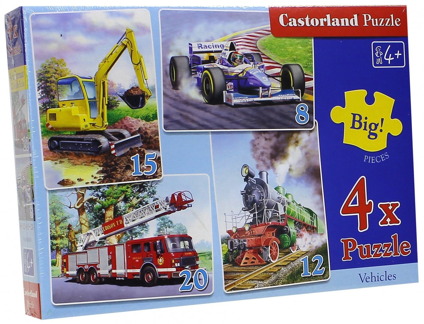 Пазлы Castorland Транспорт, 4 в 1, Puzzle 8,12,15,20 элементов (B-04089)