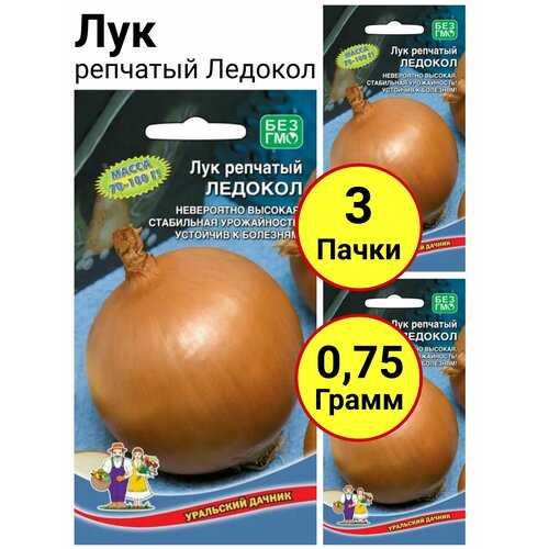 Лук репчатый Ледокол 0,25 грамм, Уральский дачник - 3 пачки