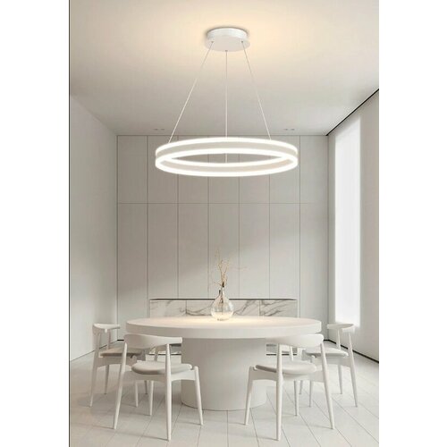 Подвесная светодиодная люстра 1 кольцо 60 белая