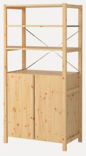 Изображение товара Стеллаж деревянный напольный со шкафом IKEA Ivar 89х30х179 см, сосна