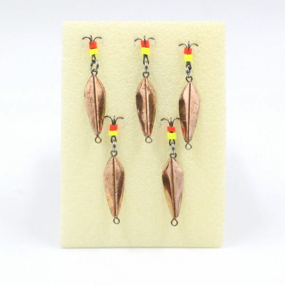 Набор зимних вертикальных блесен Муха 25мм, 3гр ник-медь (5шт)