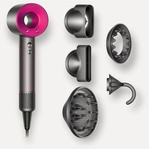 Изображение товара Фен для волос Leafless Hair Dryer профессиональный / Стайлер для укладки / Набор для укладки волос, 5 насадок / Розовый