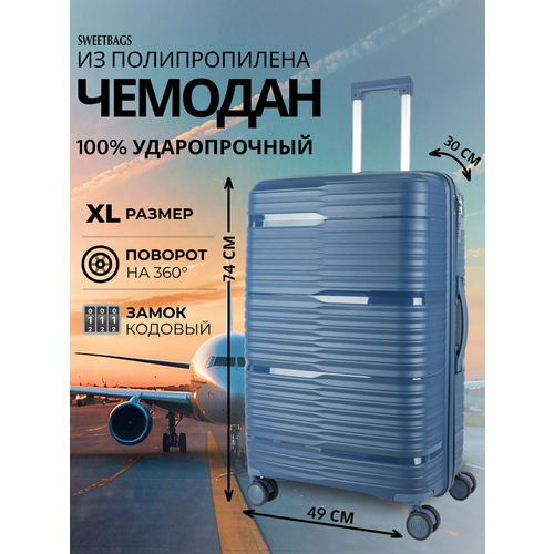 фото Чемодан sweetbags, 109 л, размер xl, темно-синий