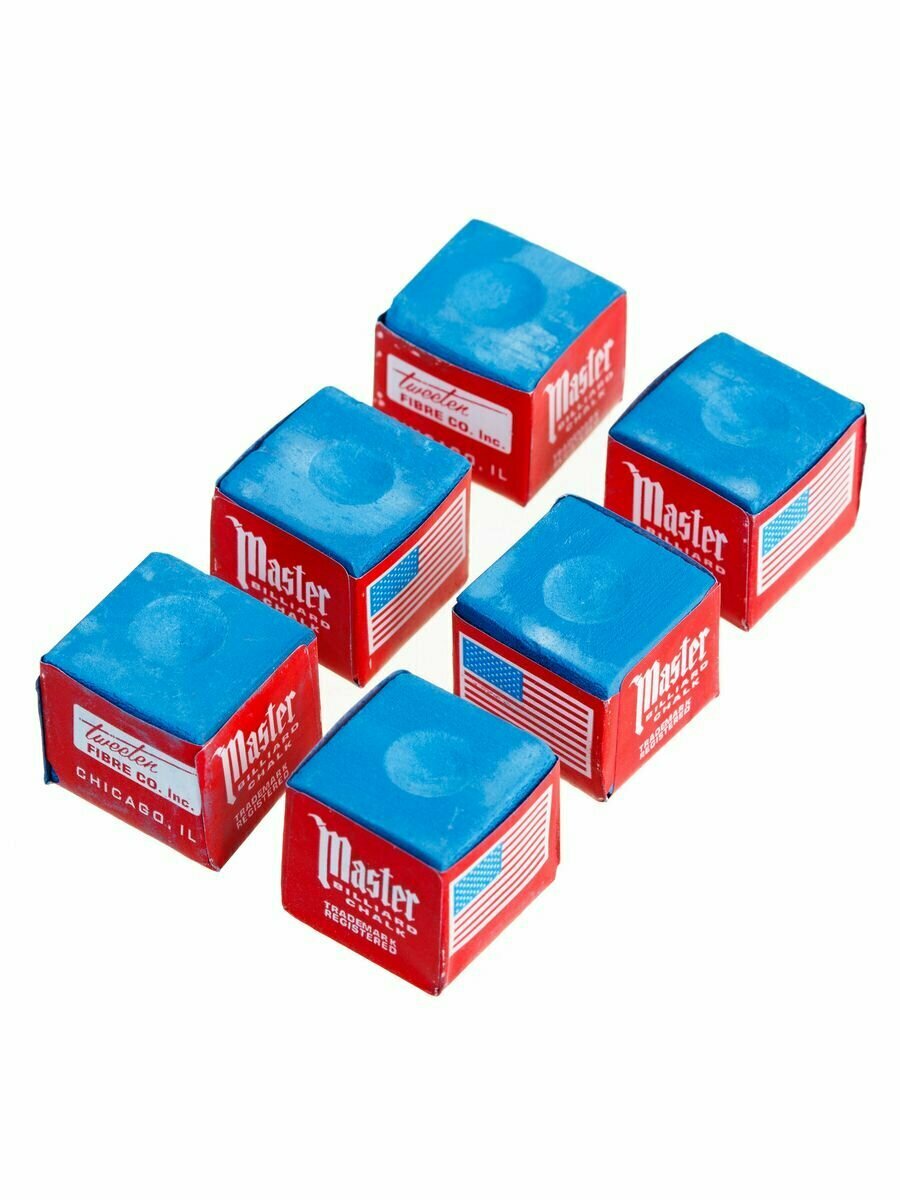 Мел для бильярда "Master" 6шт универсальный квадратный синий