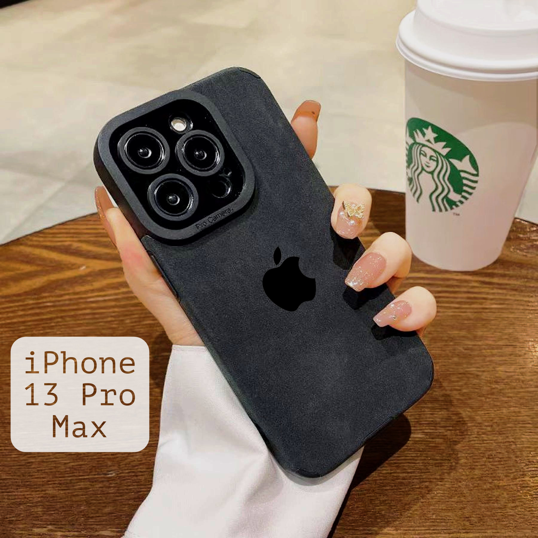 Чехол на айфон 13 Про Макс черный с яблоком - Чехол iPhone 13 Pro Max черный с яблоком