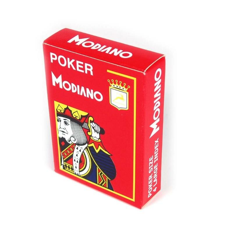 Карты "Modiano Poker" 100% plastic 4 jumbo index red 62233 Modiano