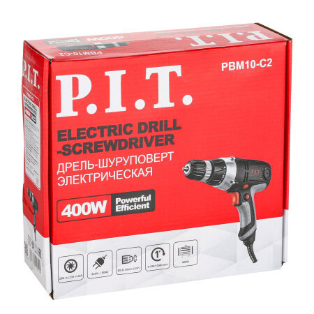 Дрель шуруповерт электрическая P.I.T. PBM10-C2, 400 Вт, 2 скорости — фото 1