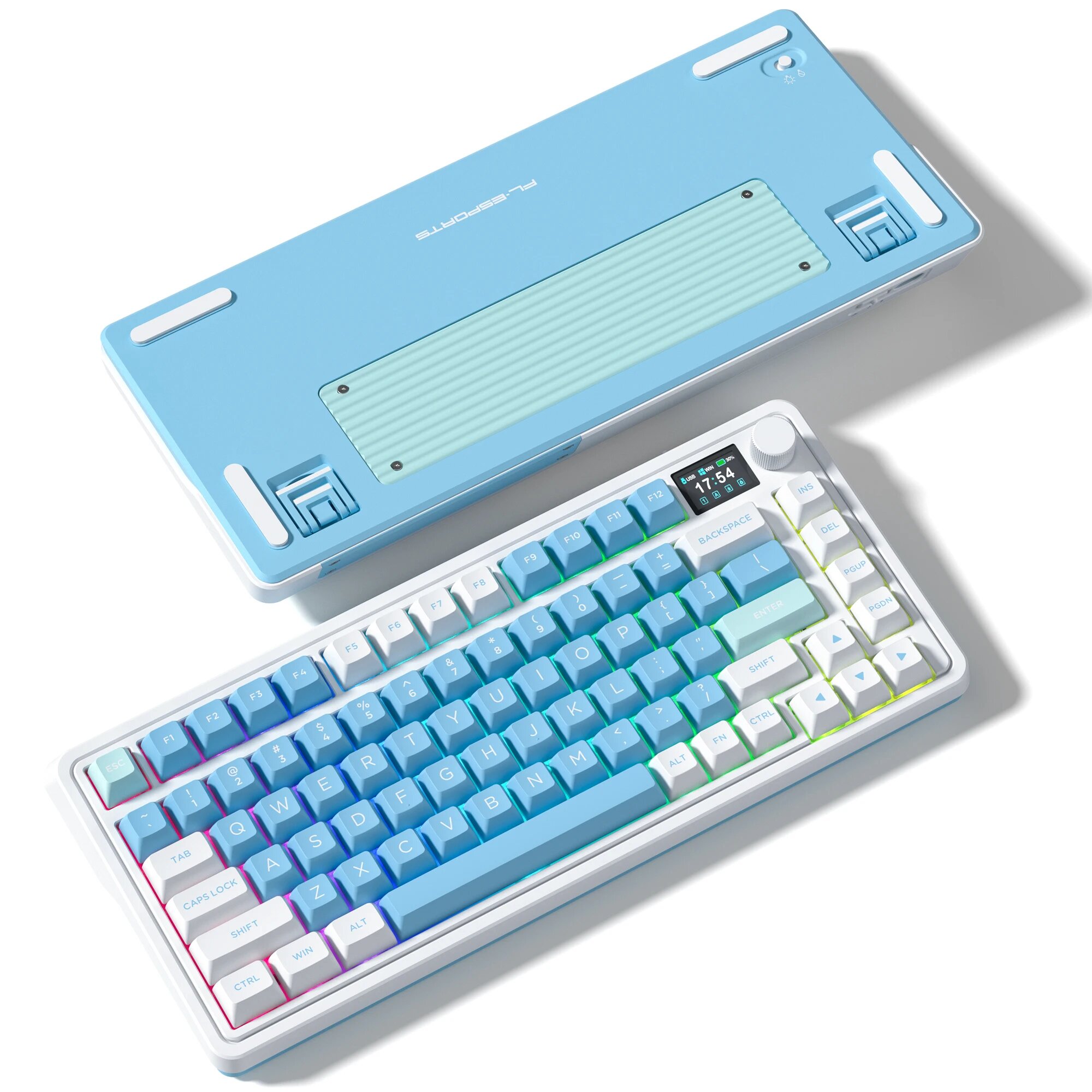 Fl-ESPORTS CMK75 трехрежимная механическая клавиатура, Blue, Glacier Powder