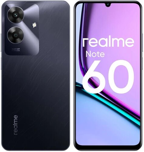 Смартфон Realme Note 60 6.74" IPS, Tiger T612, 6Gb, 128Gb, черный (6941764443907)