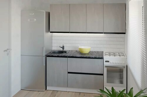 Изображение товара Кухонный гарнитур Герда Сюита макси 1800 мм, каркас ЛДСП, фасад ЛДСП, Белый/Бетон светлый