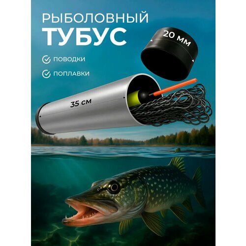Тубус для поводков, струны, поплавков рыболовный (поводочница)35см D20мм футляр