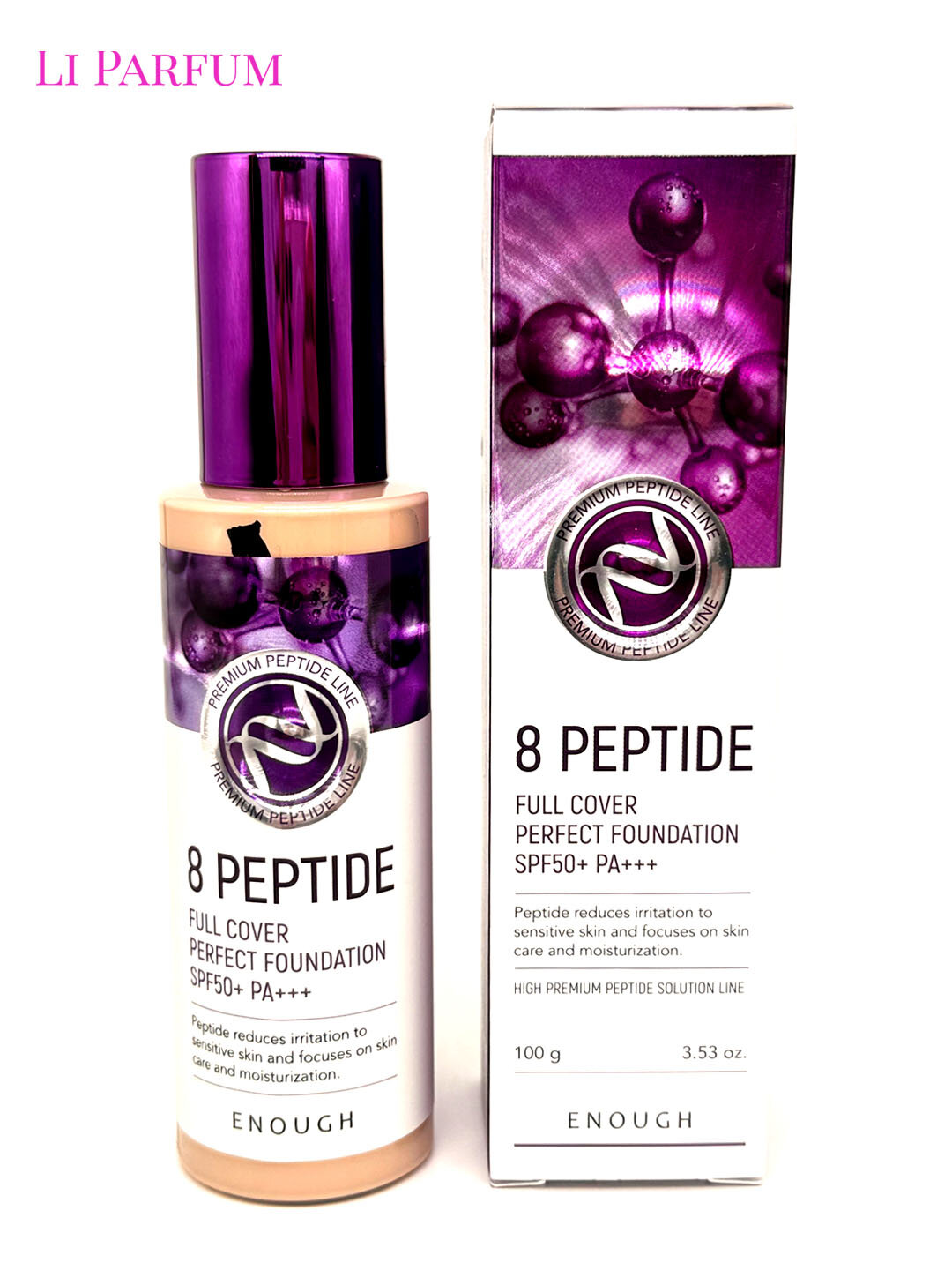 Enough 8 Peptide — тональный крем с пептидами, плотное покрытие увлажняющий SPF50+ PA+++, тон 13 светлый беж 100 г — фото 1