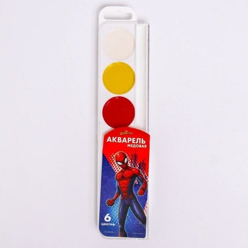 Акварель медовая «Человек-паук», 6 цветов, без кисти акварель 6 цветов медовая без кисти картон
