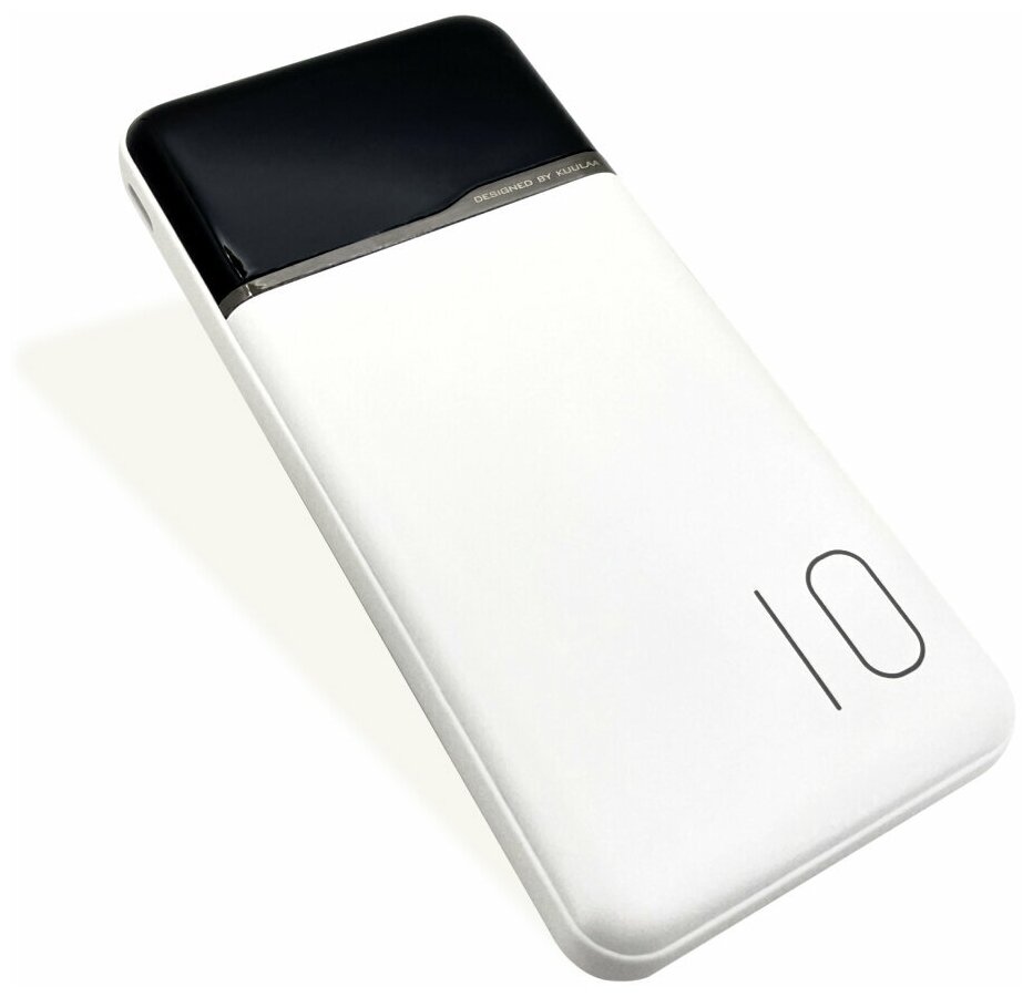 Внешний аккумулятор, Power Bank 10000 мАч (Белый), с экраном и индикацией остаточного заряда