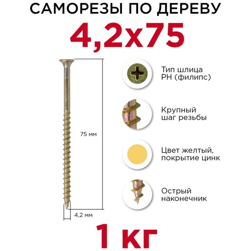 МТК Саморезы пот/г кр/ш ж.цинк. 1 кг, 4,2 х 75 113077
