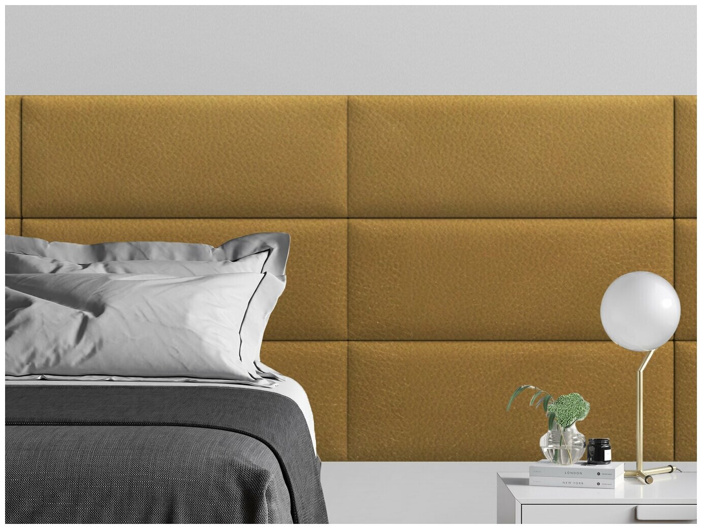 Мягкое изголовье кровати Eco Leather Gold 30х80 см 1 шт