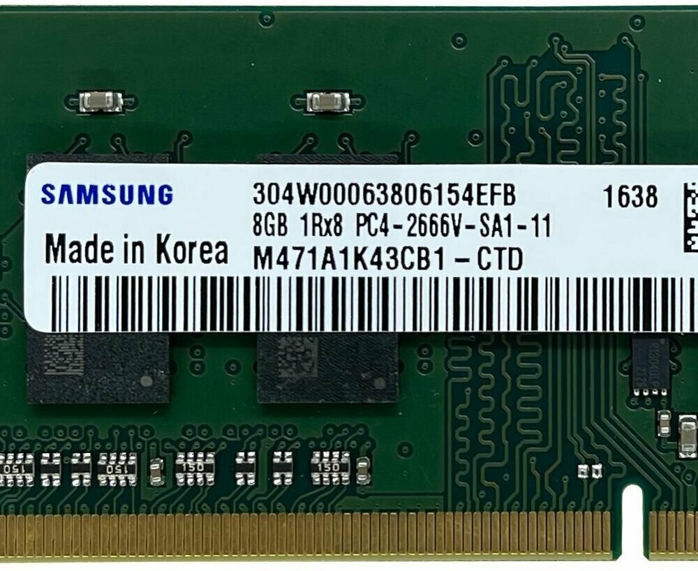 Оперативная память Samsung DDR4 8Gb 2666 МГц 1x8 ГБ SODMM для ноутбука M471A1K43CB1-CTD