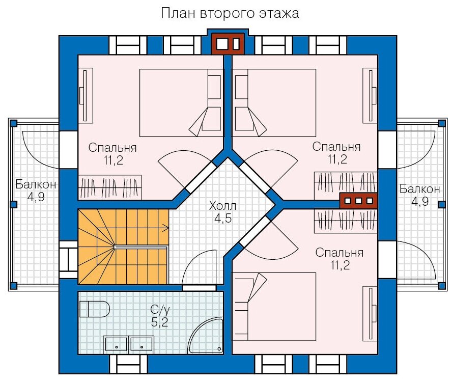 Проект газобетонного дома Catalog-Plans-58-59 (84,98кв.м, 8x8м, газобетон 400) - фотография № 3