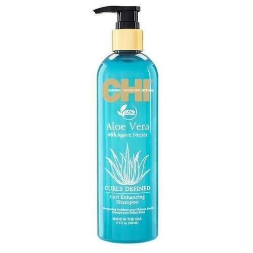 chi масло agave nectar 15 мл chi aloe vera Шампунь CHI Aloe Vera Curls Defined Curl Enhancing Shampoo, Увлажняющий шампунь для вьющихся волос CHI Aloe Vera with Agave Nectar, 30 мл