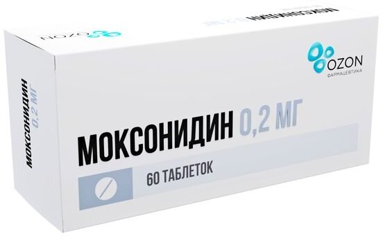 Моксонидин таб. п/о плен., 0.2 мг, 60 шт.