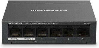 Настольный коммутатор с 6 портами 10/100 Мбит/с (4 порта PoE+) Mercusys MS106LP